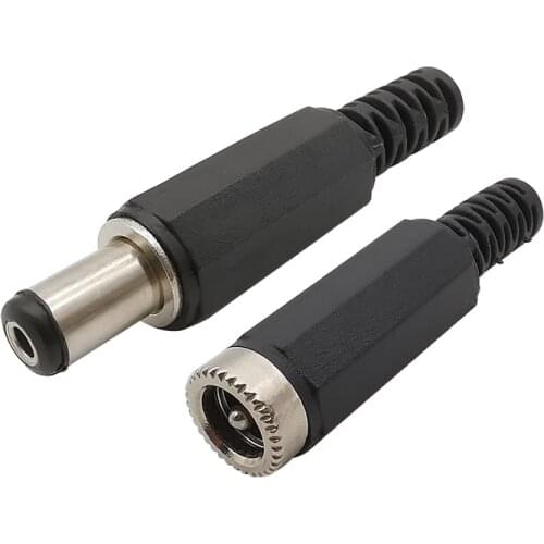 20/10Pcs 5.5mm x 2.1mm DC Power Jack Plug Connector 5.5*2.1 mm Female Jack + Male Plug Socket Adapter for DIY Projects