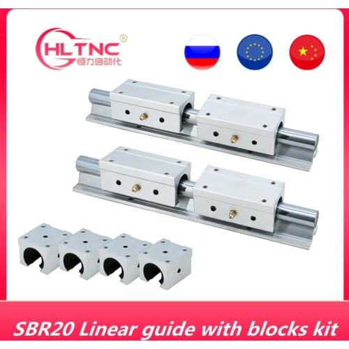 CN/RU 2 PCS SBR20-1500/1000mm 20 MM FULLY SUPPORTED LINEAR RAIL SHAFT ROD with 4 SBR20UU/SBR20LUU