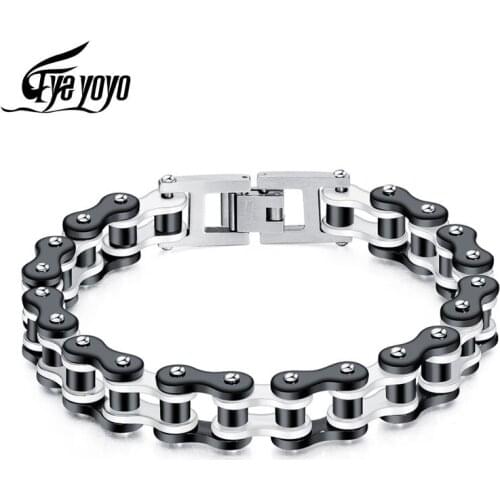 EyeYoYo Bicycle Titanium Steel Personality Single Layer Sports Motorcycle Chain Trendy Mens Bracelet Accessories Various Colors