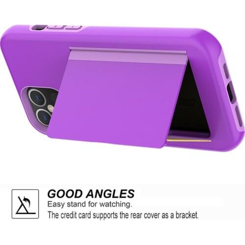 Phone Case for iPhone 12 With Card Holder Slot Shockproof Protect 2 in 1 Wallet Phone Case Cover Bag