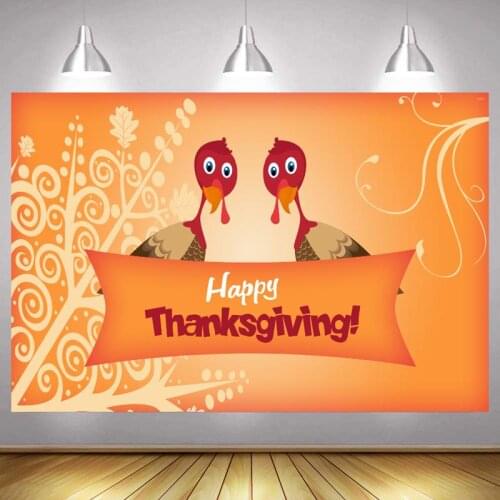 Thanksgivein Day Photo Backdrop Fall Pumpkin Turkey Autumn Happy Birthday Party Decoration Photography Backgrounds Banner