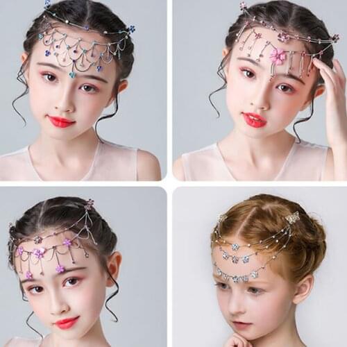 Childrens Princess Chain Crystal Multi-Color Girls up-Do Headclip Performance Birthday Hair Clip Headdress Girl Headband