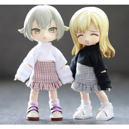 D03-P123 children handmade toy 1/12 ob11 GCS BJD.SD Doll Accessories doll clothes Plaid package hip skirt 1pcs