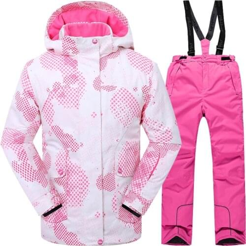 Kids Winter Girls Ski Sets Windproof Ski Jacket and Pant Outdoor Children Clothing Set Teens Kids Hooded Warm Ski Suit for Girls