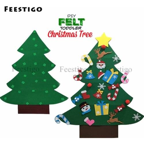 DIY Felt Christmas Tree New Year Gifts Kids Toys Artificial Tree Wall Hanging Ornaments Christmas Decoration for Home
