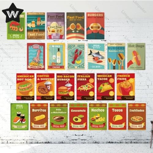 Fast Food Vintage Beer Metal Plaque Sign Bar Home Wall Decor Signs Wine Retro Metal Poster Tin Poster Man Cave Pub Kitchen Plate