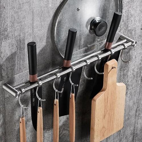 Kitchen Wall Shelf with Hook Spice Rack Rail Bar Wall Mounted Storage Hanger Kitchen Organizer Shelf Bathroom Accessories