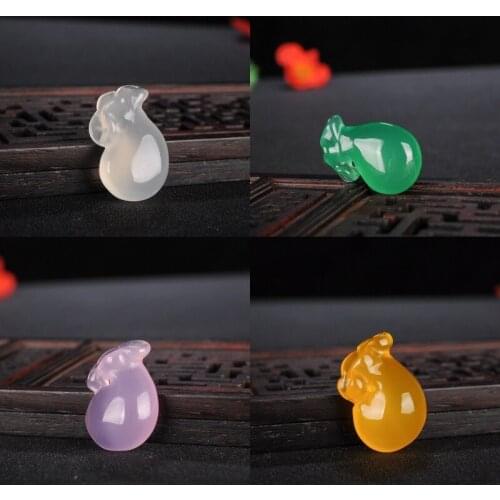 Natural Green Jade Chalcedony Purse Pendant Necklace Chinese Hand-Carved Charm Jewelry Accessories Amulet Fashion Men Women Gift