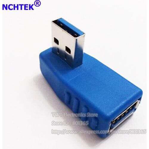 NCHTEK Right Angled 90 Degree USB 3.0 Male to Female Adapter Blue Color/Free Shipping/2PCS