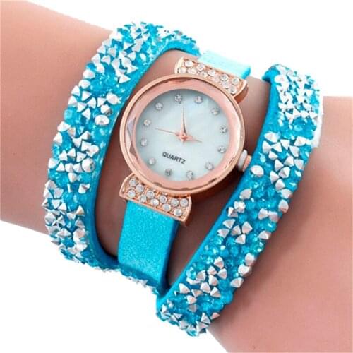NEW Strap Watch Women Crystal Sand Large Wrap Bracelet Wristwatch Quartz Watch
