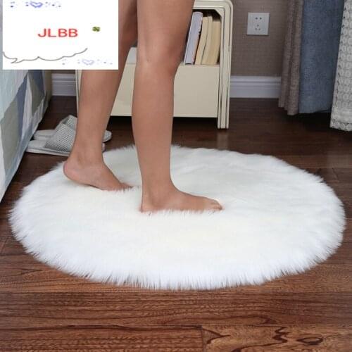 Plush round artificial wool living room bedroom carpet floor mats home bedroom full shop non-slip red white carpet 15 colors