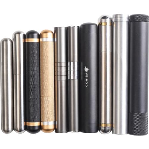 NEW 1pc Stainless Steel Cigar Case Humidor Cigar Tube Storage Portable Tobacco Cigarette Holder For Cigar Accessories