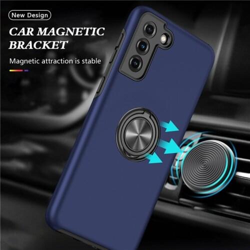 Shockproof Case For Samsung Galaxy S21 Plus S 21 Ultra 5G Finger Ring Back 360 Protect Case for Galaxy S21 S21+ Stand Cover
