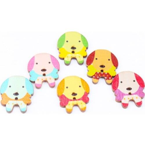 Mix Wooden Dog Shape Scrapbooking Button Handmade Accessory Sewing Home Decoration Craft DIY 25x30mm 20pcs MT0725-FD