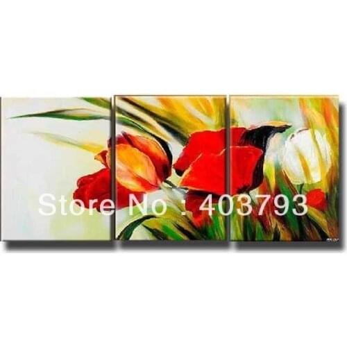 Modern abstract fashion oil painting on canvas for home decoration so 3panels nice flower free shipping