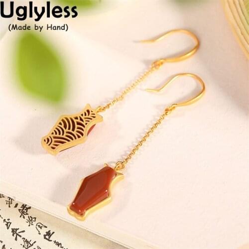 Uglyless Designer Vase Natural Agate Earrings Women Lovely Birthday Gifts Jewelry for Aquarius Girls Creative 925 Silver Brincos