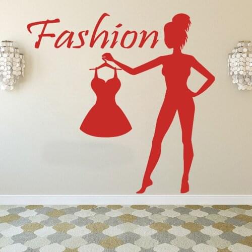 Vinyl Wall Decal for Removable Shop window decor stickers Woman Trendy Style clothing store decoration Model wall Decals HY1606