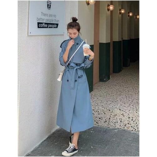 Windbreaker womens 2021 spring and autumn new Korean style loose high-end British style multicolor mid-length solid color coat