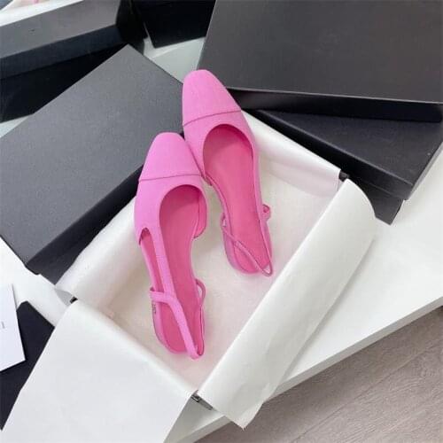 Slip On Women Sandals 2021 Med Heels Women Shoes Leather Chaussure Femme Summer Zapatillas Mujer Luxury Design Ladies Shoes