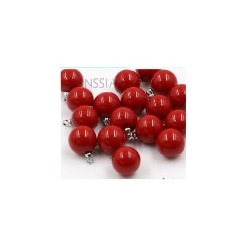 10pcs/lot Size:10mm (13/32")Jewelry Red Circular Resin Pearl Silver Shank Button for Clothes/ Women Earrings Imitation (SS-2281)