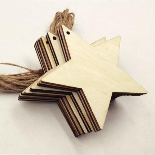 10Pcs Five-pointed Star Pendant New Year Gifts 8cm Hemp Rope Garden Decor Festive Party Supplies Christmas Tree Decoration