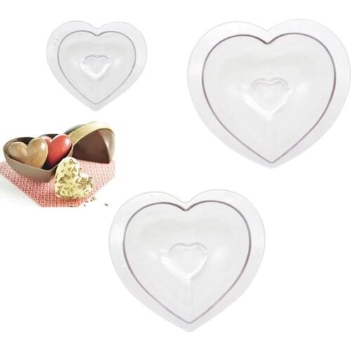 3D Love Heart Shaped Chocolate Mold DIY 3Pcs/Set Handmade Candy Plastic Chocolate Making Tool Cake Decorating Molds Baking Mould