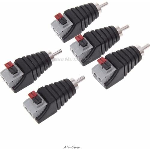5PCS New Speaker Wire Cable to Jack RCA Press Plug Male Adapter Connector TV LED AUG_21 Dropship