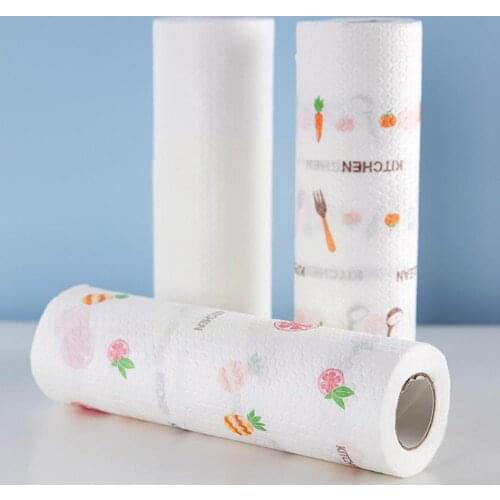 50 Sheets /Roll Disposable Dish Towels Kitchen Cleaning Towel Cloth Dish Kitchen Towel Cleaning 25*25cm Dishcloth Rolls Han H2O7