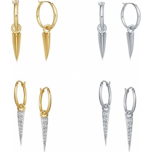 925 sterling silver ear buckle Earrings For Women Gold Earrings Small Hoop Ear Bone Aretes Girl Gift Spike Zircon Earrings A30