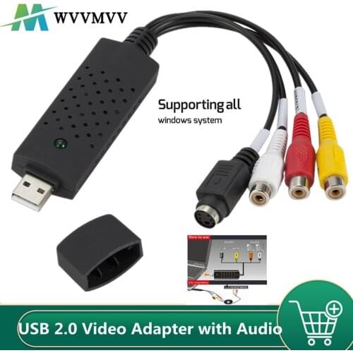 WVVMVV USB 2.0 Audio Video Capture Card Adapter VHS To DVD Video Capture Converter For Win7/8/XP/Vista Portable Easy to cap