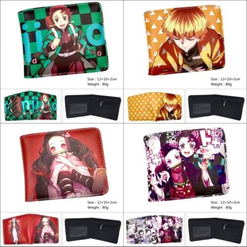 Anime Demon Slayer Kimetsu No Yaiba Tanjiro Kamado Cartoon Wallet Men Short Purse With Coin Pocket