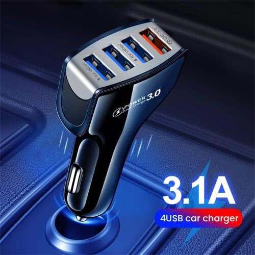 3.1A QC3.0 Mobile Phone Car Charger Adapter 4 Hole USB Fast Charging 4 USB Port Car Chargers For Phone Laptop Universal Dropship