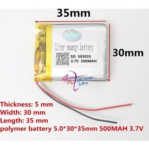 Free shipping) 3.7V Battery 053035 500mah lithium-ion polymer battery quality goods of CE FCC ROHS certification authority