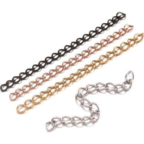 80Pcs Stainless Steel Necklace Extender Chains 4 Colors Twist Cross Link Connector for DIY Necklace Bracelet Jewelry Making