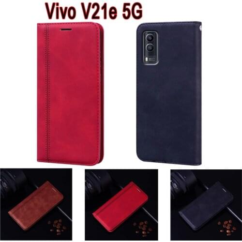 Flip Cover For Vivo V21e Case Magnetic Card Phone Shell Book On Vivo V2055 V21 E 5G Case Wallet Leather Etui Hoesje Coque Bag