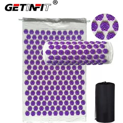 Getinfit Acupuncture Mat Acupressure Rose Shape Mat Acupuncture Massage Mat +Pillow Relieve Stress Pain Relax Muscles