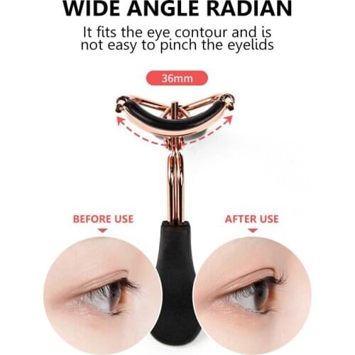 HOT 1PCS Woman Rose Gold Eyelashes Curler Supplementer Clip with Black Handle Eyelash Curler Replacement Pads Makeup Tools