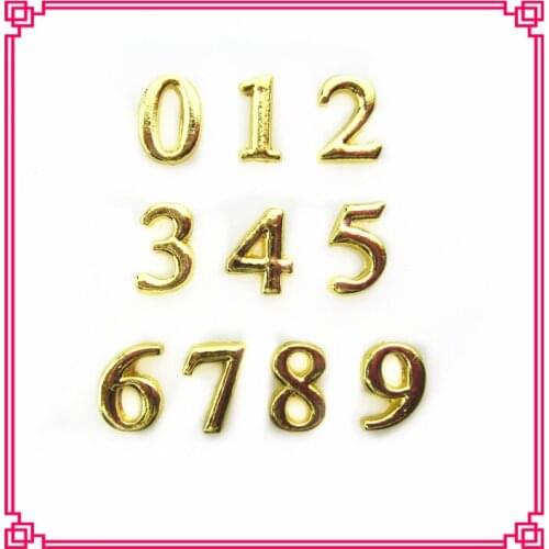 Hot selling mix 100pcs/lot gold 0-9 number floating charms living glass floating pendant lockets charms