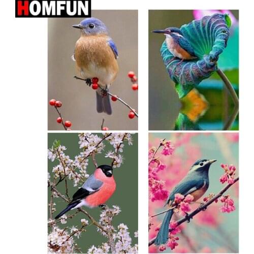 HOMFUN 5D Diamond Pattern Rhinestone Needlework Diy Diamond Painting Cross Stitch "Hummingbird flower" Diamond Embroidery