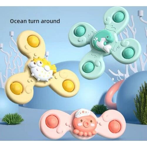 Montessori Kid Spin Top Bath Toys For Boy And Girl Children Bathing Sucker Spinner Suction Cup Toy For Kids Rattles Teether