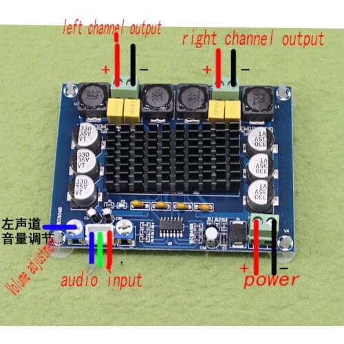 KYYSLB 2*120W DC12~28V High Power digital amplifier board XH-M543 TPA3116D2 home audio Class D amplifier board Two channel