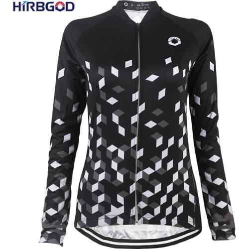 HIRBGOD Black Retro Summer Cycling Clothing Women Cycling Jersey Long Sleeve Breathable Mountain Bike Jersey Women Shirts,HI298