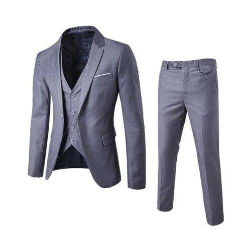 Top Selling Classic Grey Men Suits Wedding Groom Costume Homme Slim Fit Man Blazer Terno Masculino 3 peiece (Jacket+Pant+Vest)