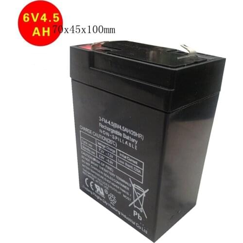 6V 4.5AH Small Lead Acid Battery For Deep Cycle Backup UPS Solar System Childrens Car Battery 70X47X101mm Accumulator 6V