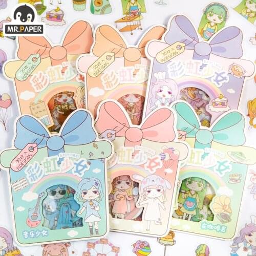 Mr.Paper 6 Designs Girl Series Original Illustration Pet Sticker Scrapbook Bullet Diary Decoration Sticker