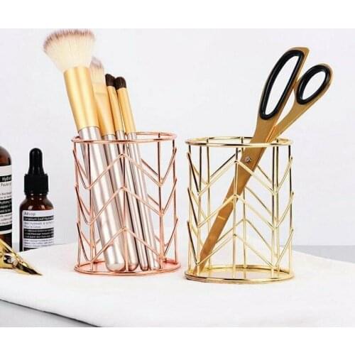 Office Pen Holder Box Case Organizer Makeup Brush Bucket Desk Stationery Decor