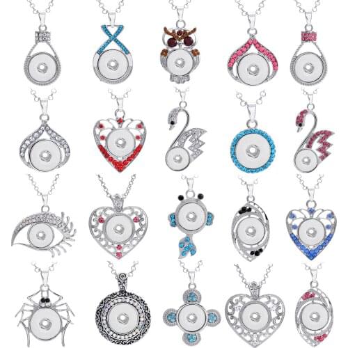 Wholesale Snap Jewelry Necklace Accessories Love Owl Snap Button Necklace Fit 20mm 18mm Snaps Jewelry Button Necklace