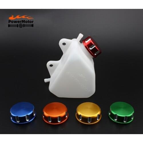 Motorcycle Plastic Water Coolant Reservoir Tank CNC Caps Coolant Reservoir Tank Radiator Overflow for Kawasaki KLX 250 KLX250