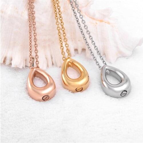 Stainless steel Hollow Tear Drop Cremation Urn Necklace Cremation Ashes Keepsake Memorial Jewelry for Love