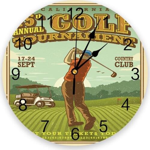 Prairie Golf Retro Car Round Wall Clock Modern Design Home Living Room Decoration Childrens Room Kitchen Table Clock